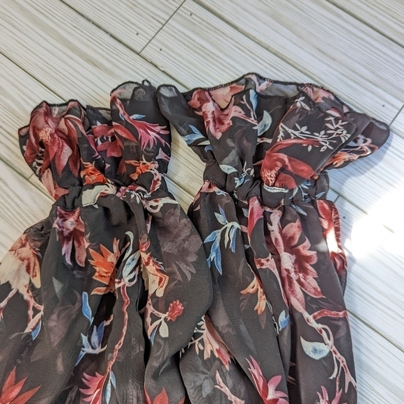 By Together Floral Semi Sheer Drop Waist Maxi Dress in Black Size L NWT - Picture 6 of 9